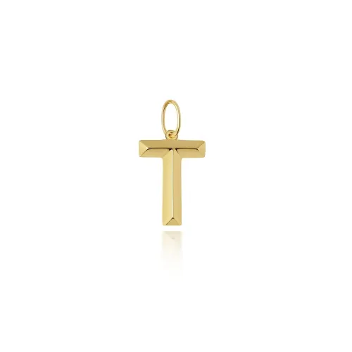 9ct Yellow Gold Initial Pendant T 10.9 x 13.7mm